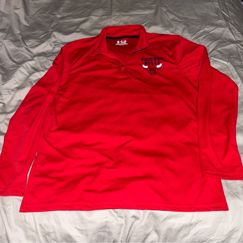 Chicago Bulls Red 1/4 zip Ultra Game NBA Licensed Long sleeve Large